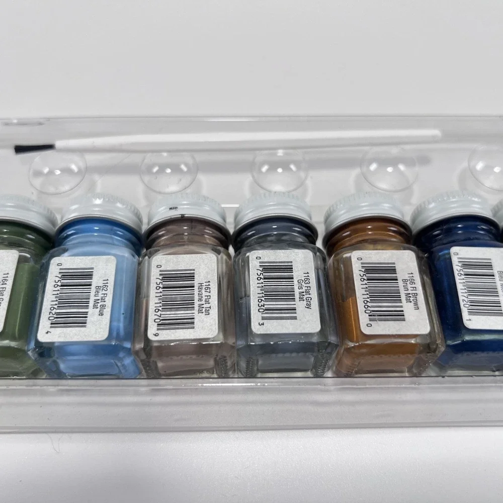 Vintage Testors Military Flat Enamel Kit #9131 - 1 Brush - 9 Fresh Paint Colors